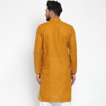 Men Yellow Printed Straight Kurta