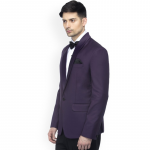 Purple Slim Fit Single-Breasted Tuxedo Blazer