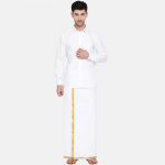 Men Pack of 2 Ethnic Dhotis Gold jari and Silver jari