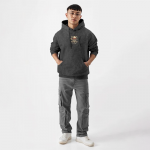 Printed Anime One Piece Mugiwara Oversized Fit Hooded Sweatshirt Acid Wash