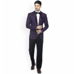 Purple Slim Fit Single-Breasted Tuxedo Blazer