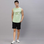 Men Mint Printed Round Neck Sleeveless T-Shirt Vest