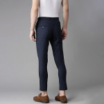 Men Navy Blue Tapered Fit Trousers