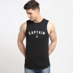 Men Black Printed Innerwear Vests