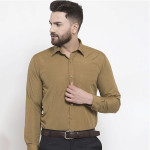 Men Khaki Slim Fit Solid Formal Shirt