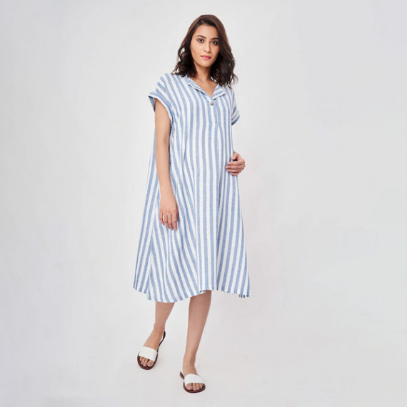 https://daiseyfashions.com/products/blue-striped-maternity-shirt-midi-dress